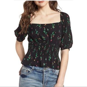 AFRM Axel Smocked Square Neck Top